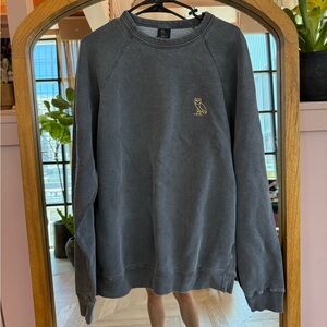OVO Gray Crewneck Sweater with Embroidered Detail
